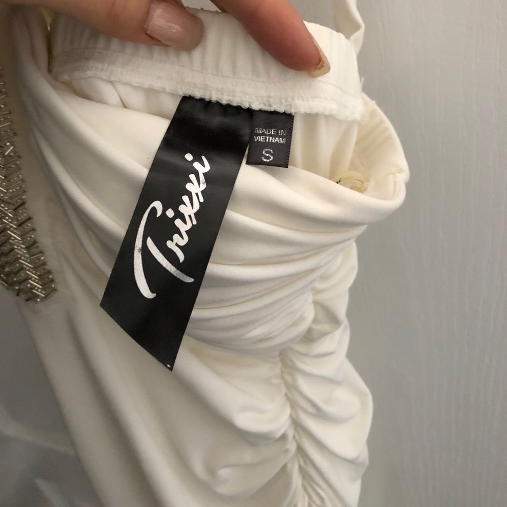 ruched white dress with beaded halter - Picture 5 of 5